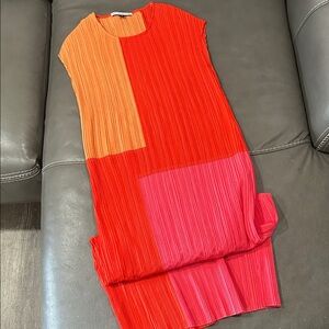Adolfo Dominguez Red and Orange Maxi Dress